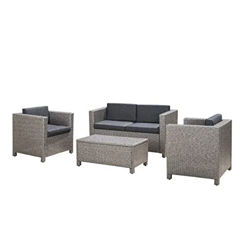 Christopher Knight Home Puerta Outdoor Wicker Sofa Set (Black) Christopher Knight Home Puerta Outdoor Wicker Sofa Set (Black)