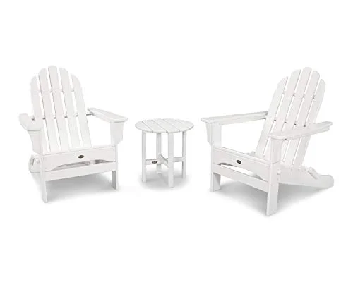 Trex Outdoor Furniture Cape Cod Folding Adirondack Set with Side Table Trex Outdoor Furniture Cape Cod Folding Adirondack Set with Side Table