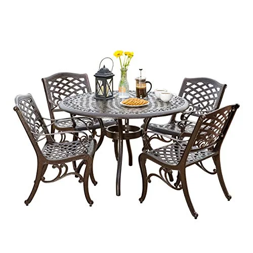 Christopher Knight Home Hallandale Cast Aluminum Dining Set (5-Piece)