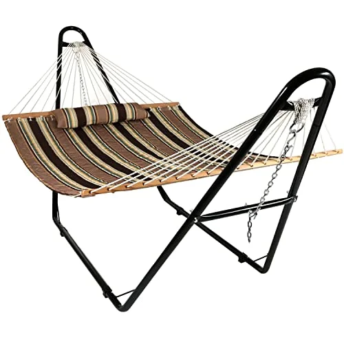 Sunnydaze Double Quilted Fabric Hammock with Universal Steel Stand Sunnydaze Double Quilted Fabric Hammock with Universal Steel Stand