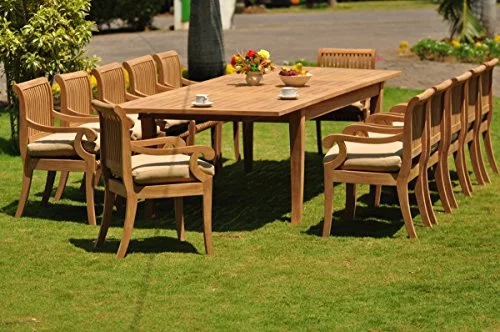 TeakStation 12-Seater Grade-A Teak Wood 13-Piece Dining Set TeakStation 12-Seater Grade-A Teak Wood 13-Piece Dining Set