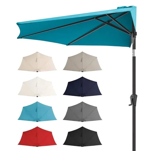 FLAME&SHADE 9 ft Half Patio Umbrella (Aqua Blue) FLAME&SHADE 9 ft Half Patio Umbrella (Aqua Blue)