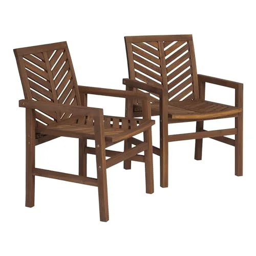 Walker Edison Acacia Wood Patio Chair Set