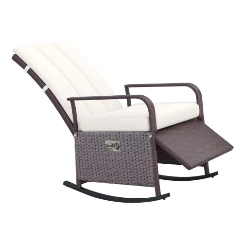 Outsunny Wicker Outdoor Rocking Chair with Recliner