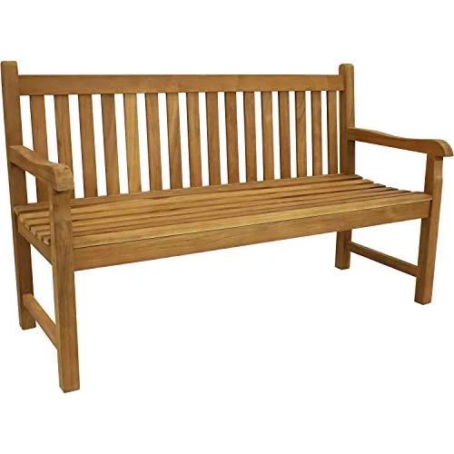 Sunnydaze Wooden Outdoor Teak Bench with Backrest Sunnydaze Wooden Outdoor Teak Bench with Backrest