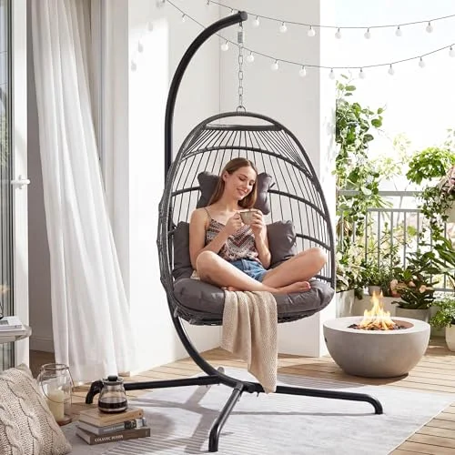 NICESOUL Comfy Indoor Outdoor Egg Chair with Stand NICESOUL Comfy Indoor Outdoor Egg Chair with Stand