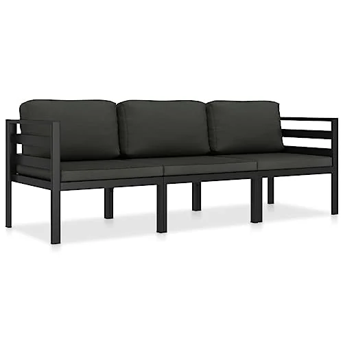 vidaXL 3 Piece Patio Lounge Set with Cushions, Aluminum Anthracite vidaXL 3 Piece Patio Lounge Set with Cushions, Aluminum Anthracite