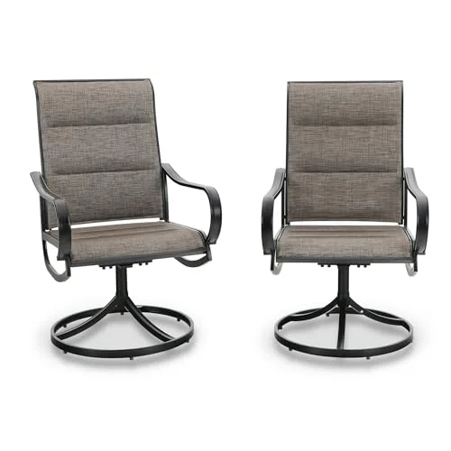 PHI VILLA Swivel Patio Dining Chairs, Set of 2