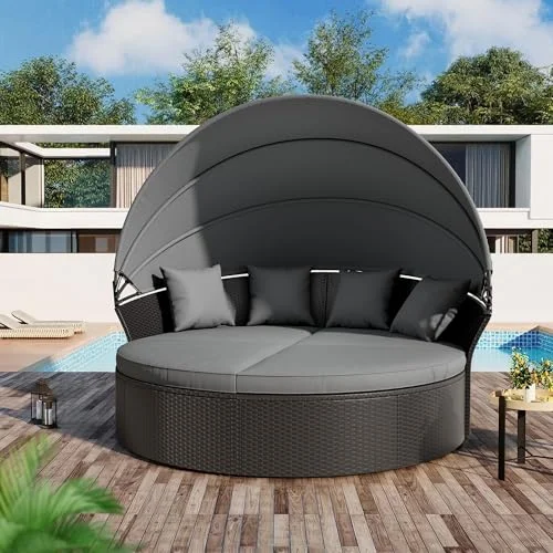 Crownland Outdoor Patio Canopy Bed Round Daybed Crownland Outdoor Patio Canopy Bed Round Daybed