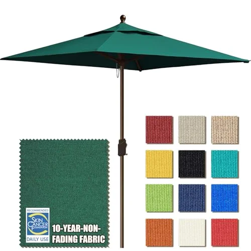 EliteShade USA 6x6 Ft Square Market Patio Umbrella (Forest Green) EliteShade USA 6x6 Ft Square Market Patio Umbrella (Forest Green)