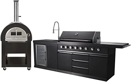 3-Piece Pizza Oven + 6-Burner Black Marble Modular Island 3-Piece Pizza Oven + 6-Burner Black Marble Modular Island
