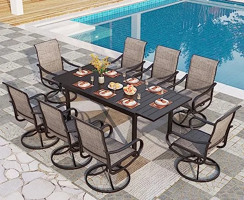 PHI VILLA 9-Piece Expandable Patio Dining Set for 8 PHI VILLA 9-Piece Expandable Patio Dining Set for 8