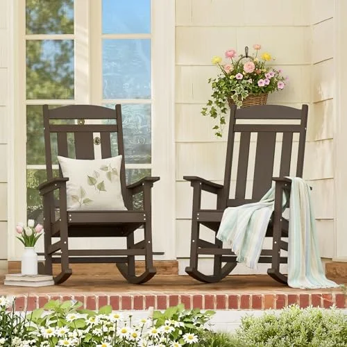 LUE BONA Outdoor Rocking Chairs Set of 2