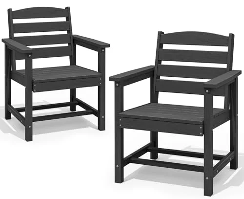 SERWALL Patio Dining Chair Set of 2, HDPE SERWALL Patio Dining Chair Set of 2, HDPE
