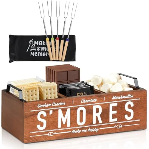 Uipame Wooden S'mores Caddy with 5 Forks Uipame Wooden S'mores Caddy with 5 Forks