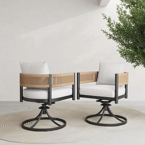 Grand patio Metal Woven Wicker Swivel Dining Chairs, Set of 2 Grand patio Metal Woven Wicker Swivel Dining Chairs, Set of 2
