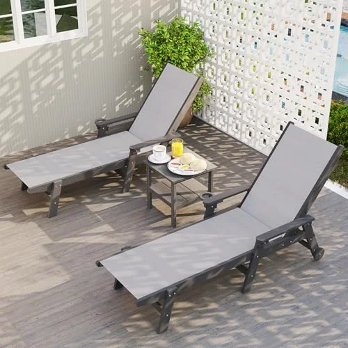 Domi HDPE Aluminum Pool Lounge Chair Set of 2 Domi HDPE Aluminum Pool Lounge Chair Set of 2