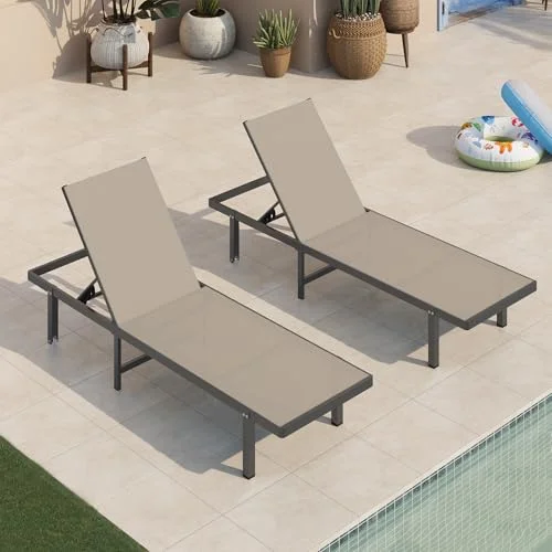 Oasbira Aluminum Pool Lounge Chairs Set of 2 Oasbira Aluminum Pool Lounge Chairs Set of 2