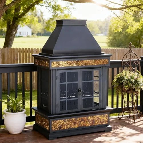 EROMMY 57-Inch Wood-Burning Outdoor Fireplace