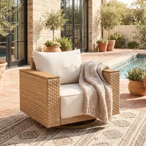 SUNSITT Outdoor Wicker Swivel Chair with 9.5-Inch Cushions SUNSITT Outdoor Wicker Swivel Chair with 9.5-Inch Cushions
