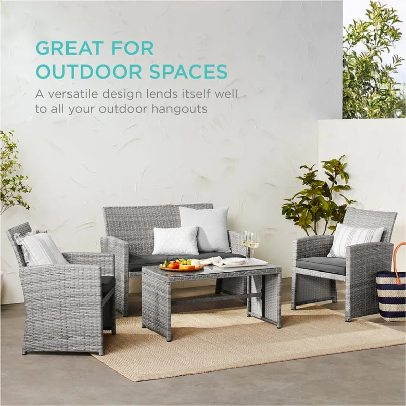 Best Choice Products 4-Piece Wicker Conversation Set Best Choice Products 4-Piece Wicker Conversation Set