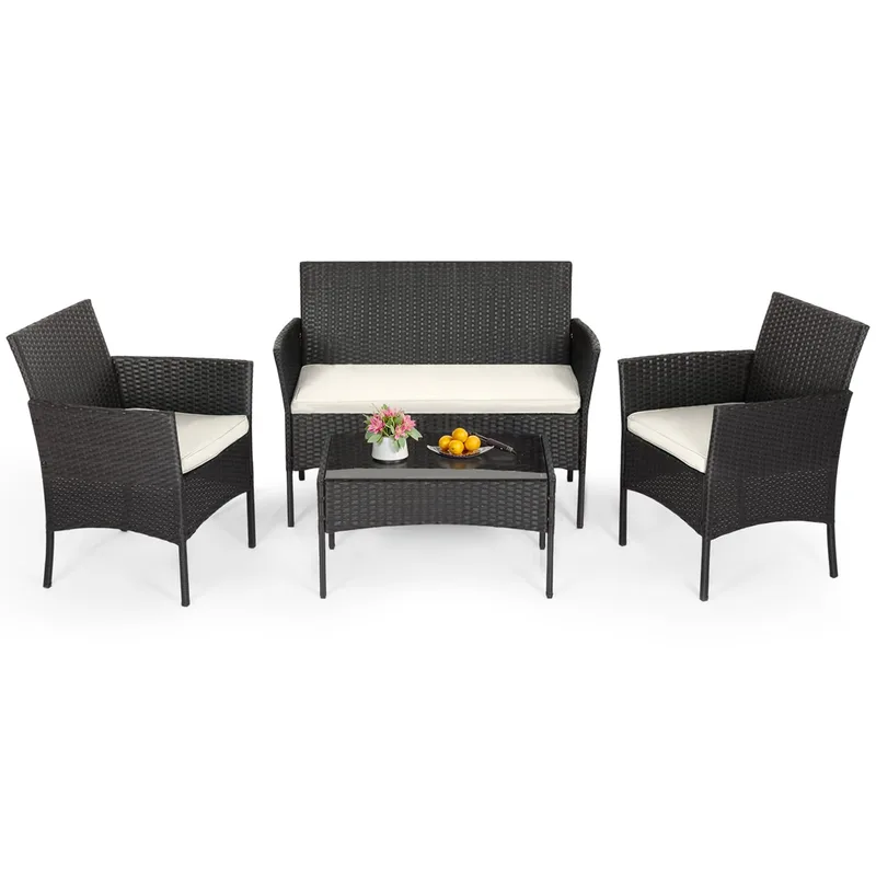 FDW 4-Piece Outdoor Wicker Conversation Set FDW 4-Piece Outdoor Wicker Conversation Set