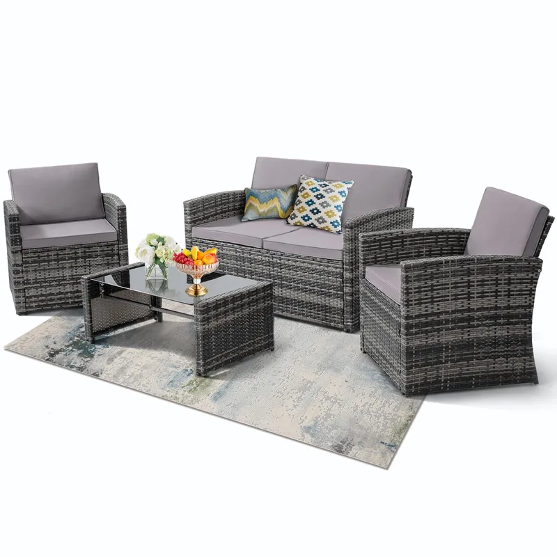 KROFEM 4-Piece Wicker Conversation Set KROFEM 4-Piece Wicker Conversation Set