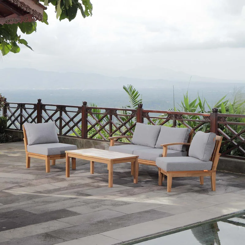 Modway Marina 5-Piece Teak Dining Set