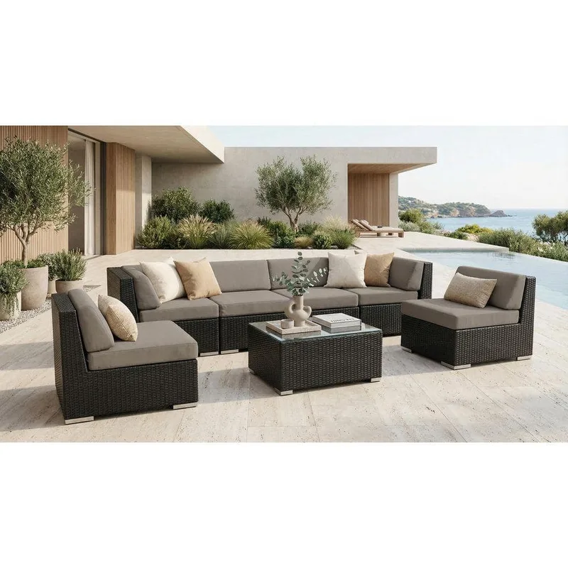 Ohana 7-Piece Wicker Sectional
