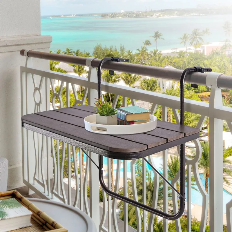 SONGMICS Balcony Hanging Rail Planter Table